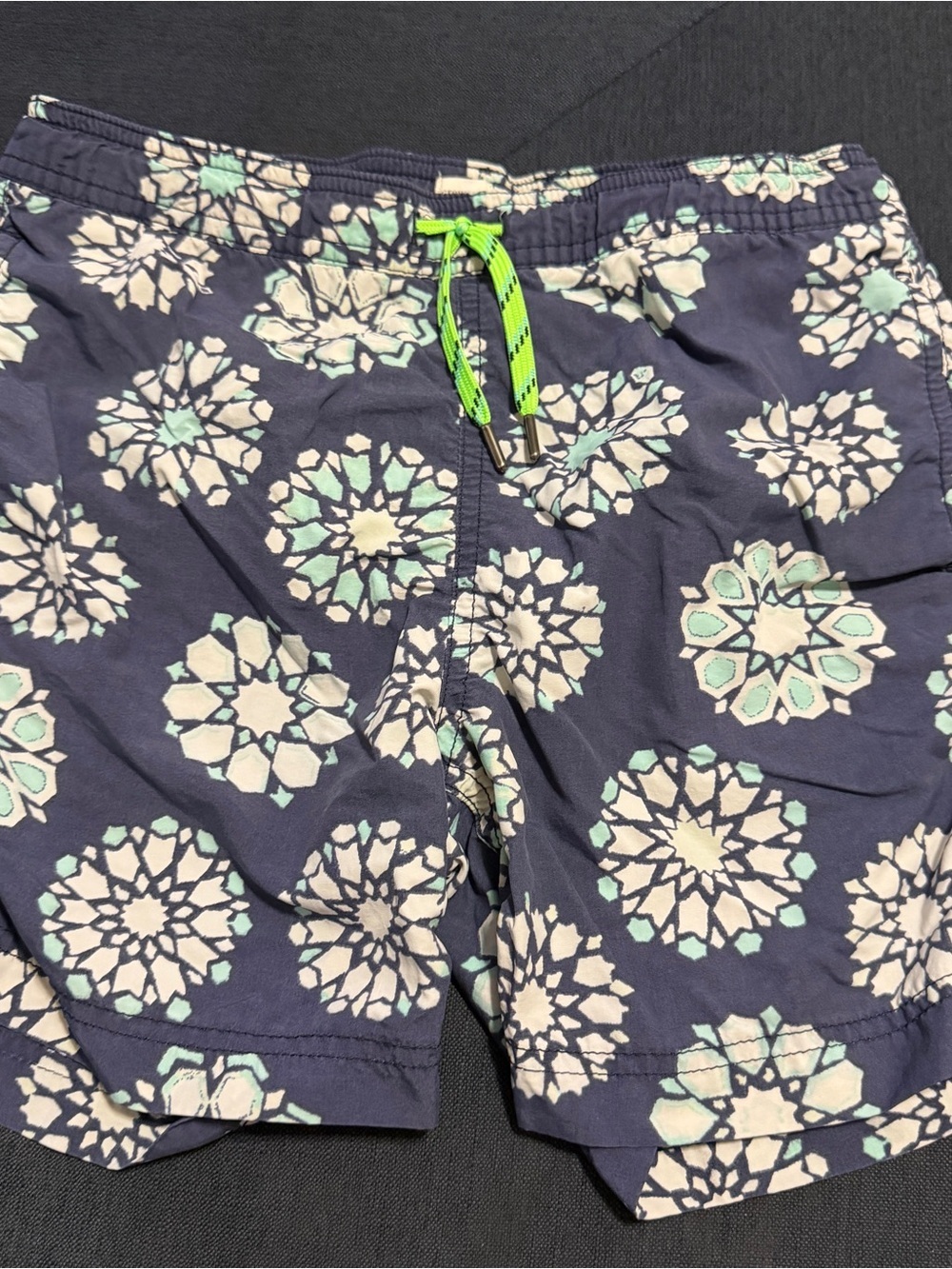 Crewcuts J.Crew Boys Navy Geometric Print Swim Trunks Sz 8